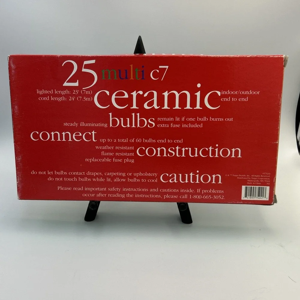 Christmas Ceramic String Lights Indoor/Outdoor Lights 25 Vintage 23 Ft